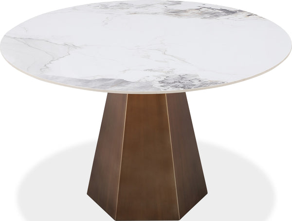 Carmel Stone Top Round Dining Table in Chanelle and Bronze alternate view