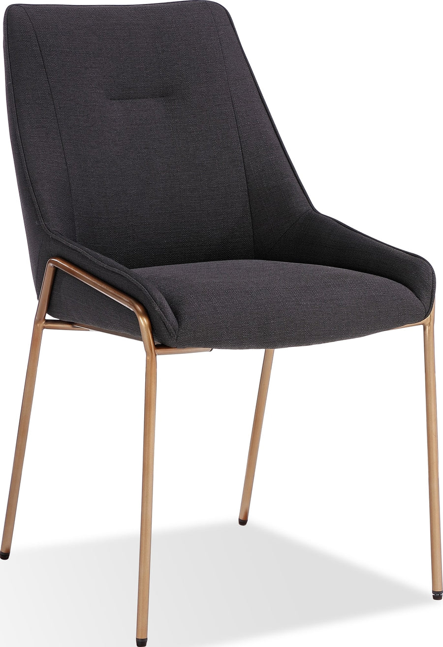 Cyrus Upholstered Dining Chair in Coal Fabric and Brushed Bronze Metal - View 3