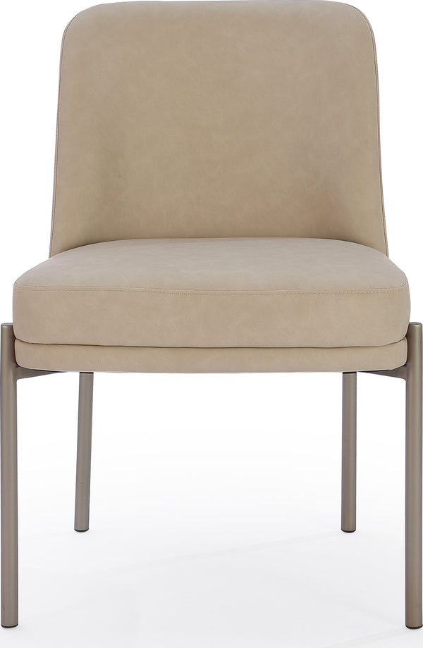 Dion Upholstered Dining Chair in Camel Synthetic Leather and Brushed Nickel Metal - View 4