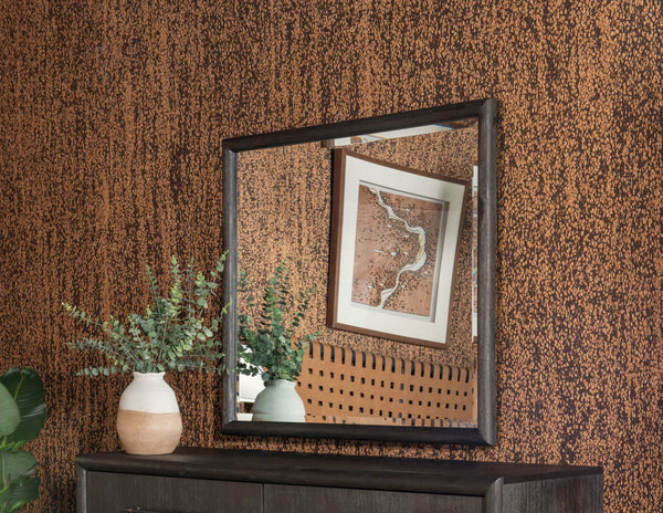 Dorchester Solid Wood and Glass Mirror in Basalt Grey