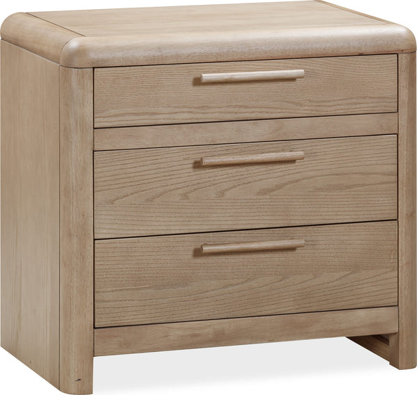 Foxworth Three Drawer Ash Wood Nightstand in Ginger alternate view