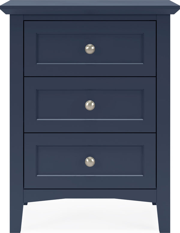 Halston Three Drawer Nightstand in Blueberry