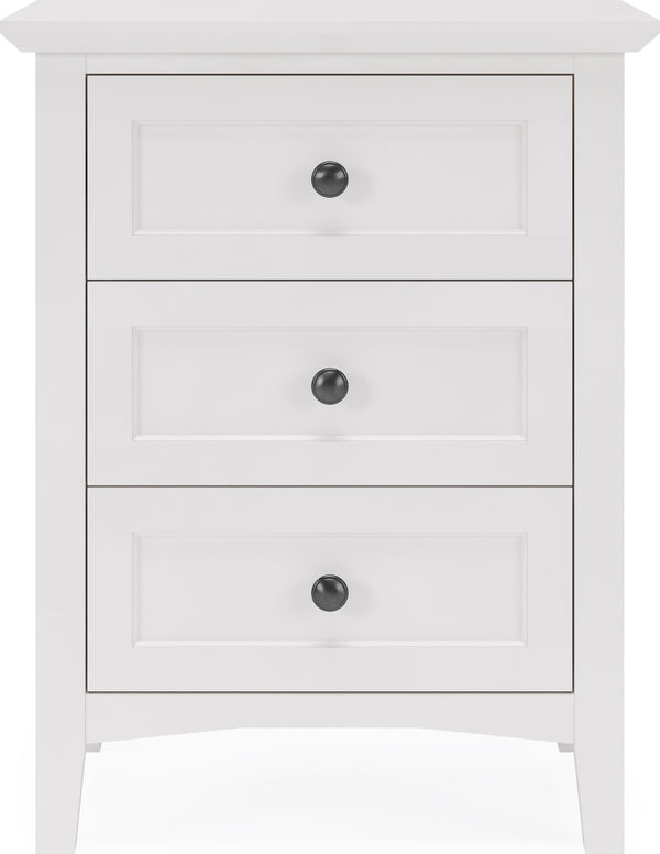 Halston Three Drawer Nightstand in Snowfall White