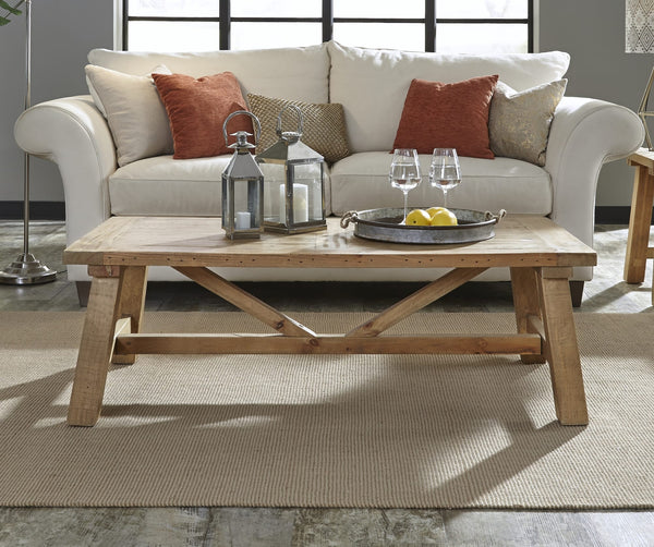 Hadley Reclaimed Wood Rectangular Coffee Table in Rustic Tawny alternate view