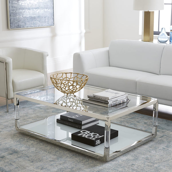 Jefferson Coffee Table in Acrylic/White Glass/PSS alternate view