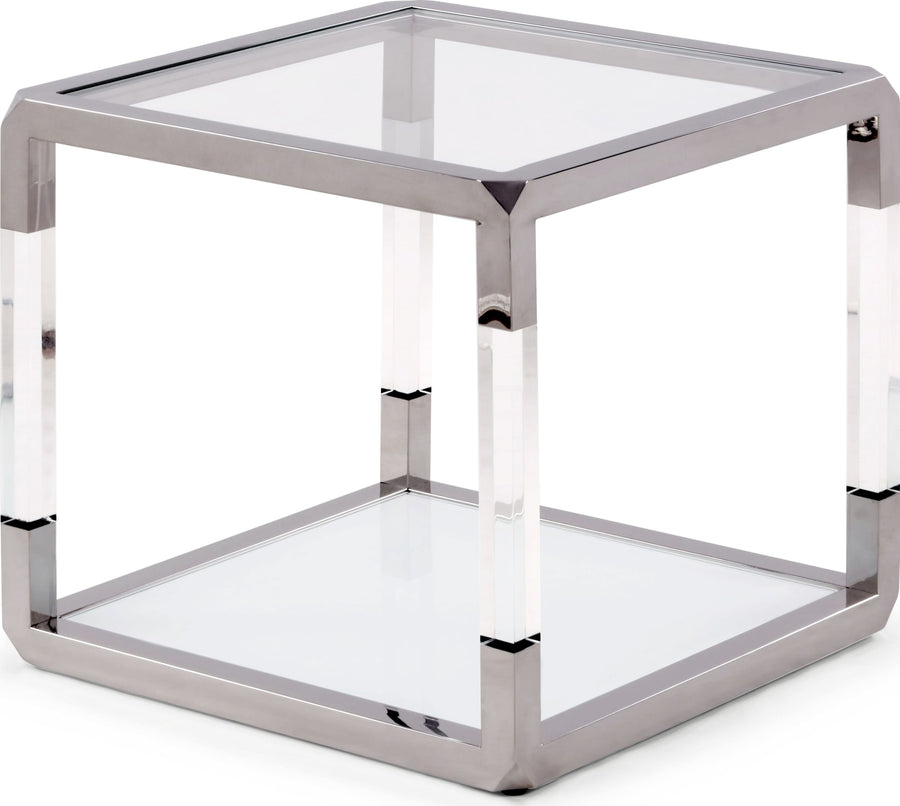 Jefferson End Table in Acrylic/White Glass/PSS - View 4
