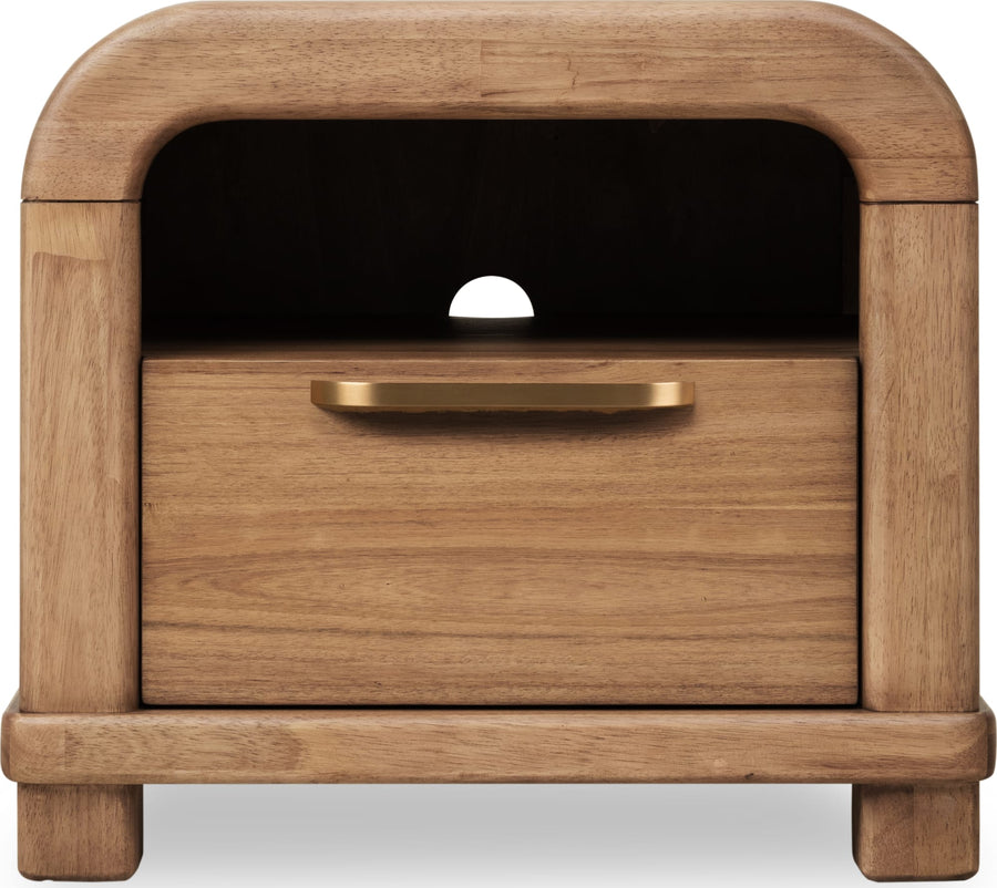 Kenmore One Drawer Acacia Wood Nightstand in Lioness - View 2