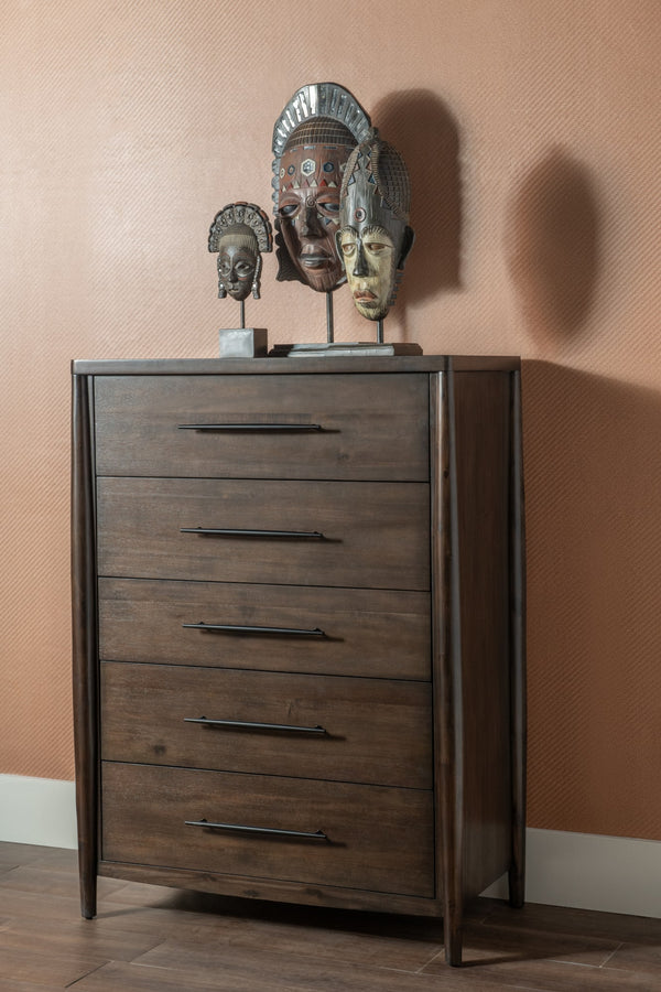 Kingston Five Drawer Acacia Wood Chest in Minx alternate view