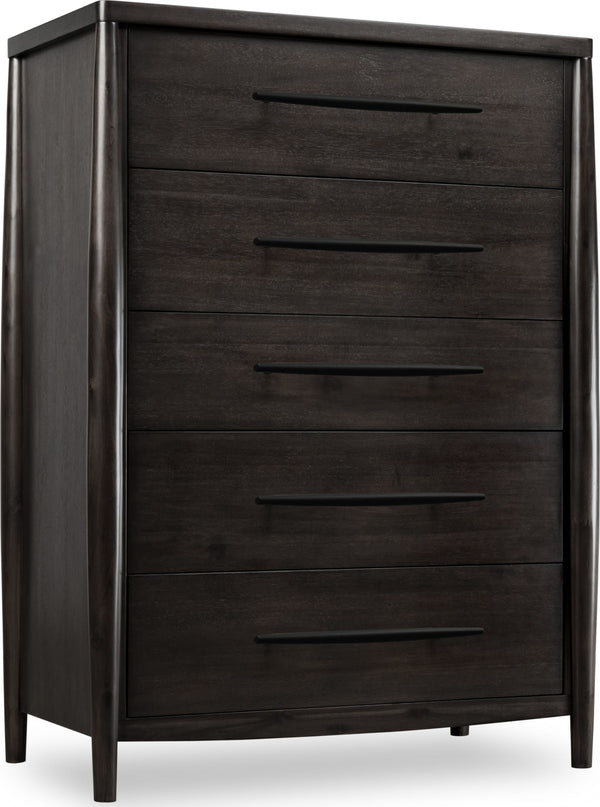 Kingston Five Drawer Acacia Wood Chest in Minx - View 3