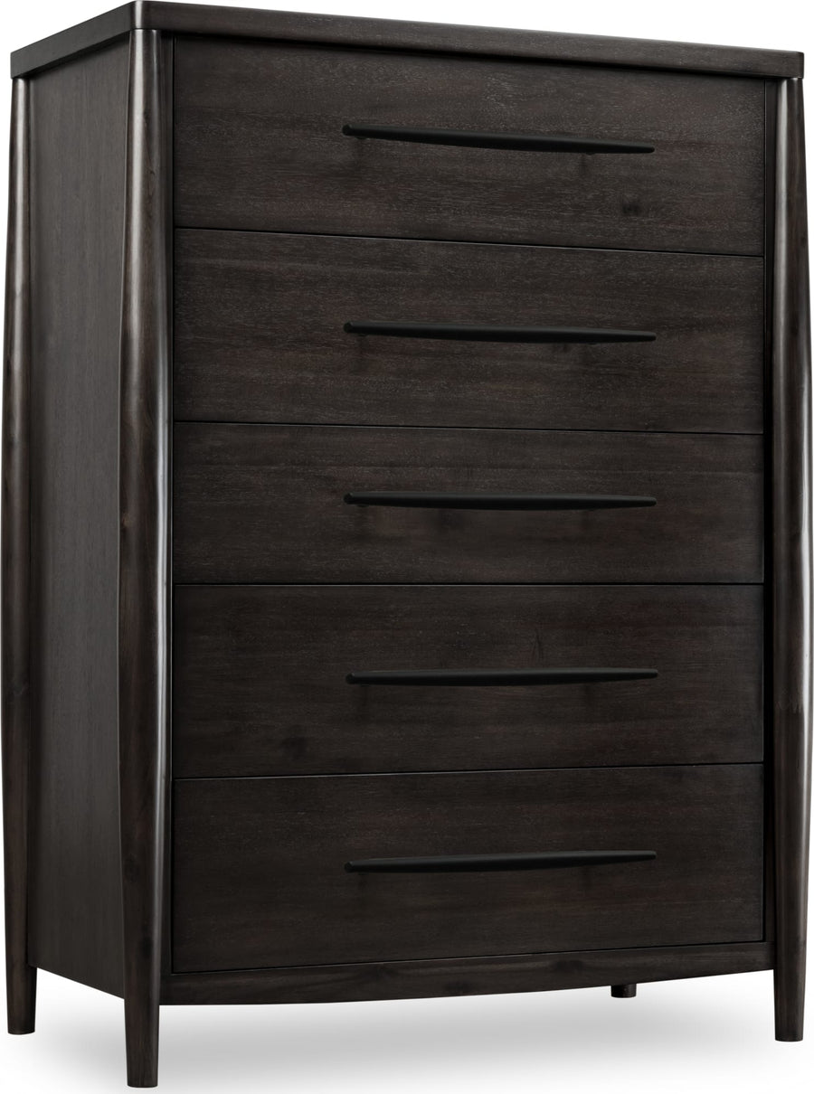 Kingston Five Drawer Acacia Wood Chest in Minx - View 3