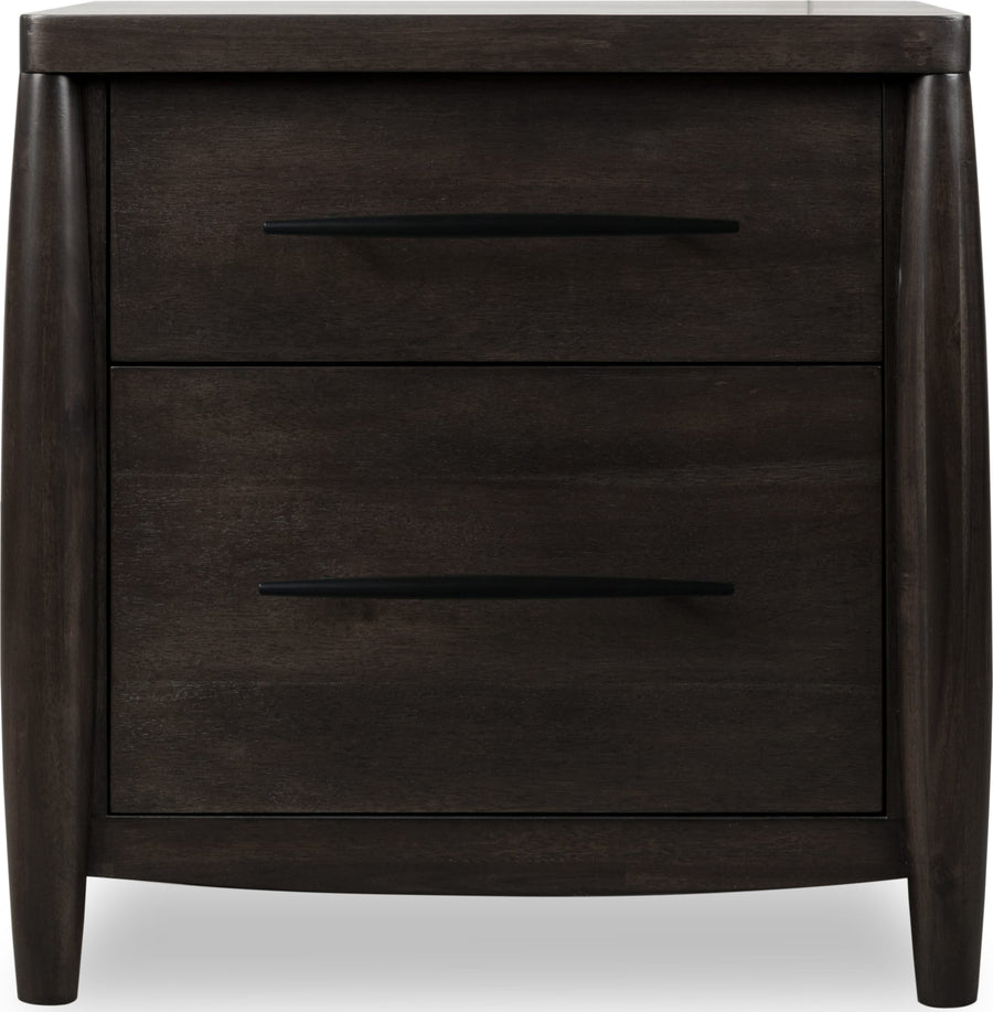Kingston Two Drawer Nightstand with Cord Management in Minx - View 2