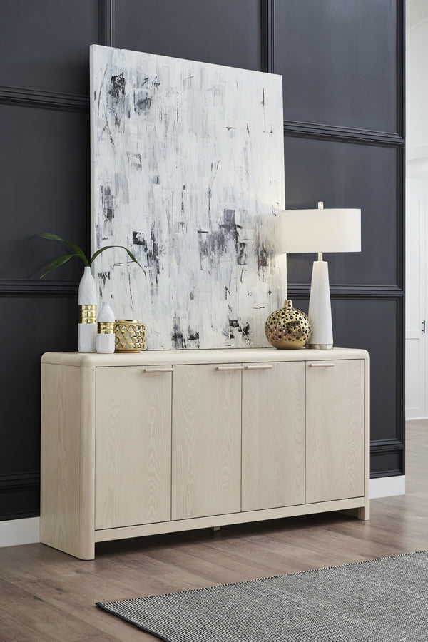 Logan Four Door Ash Wood Sideboard in White Sand