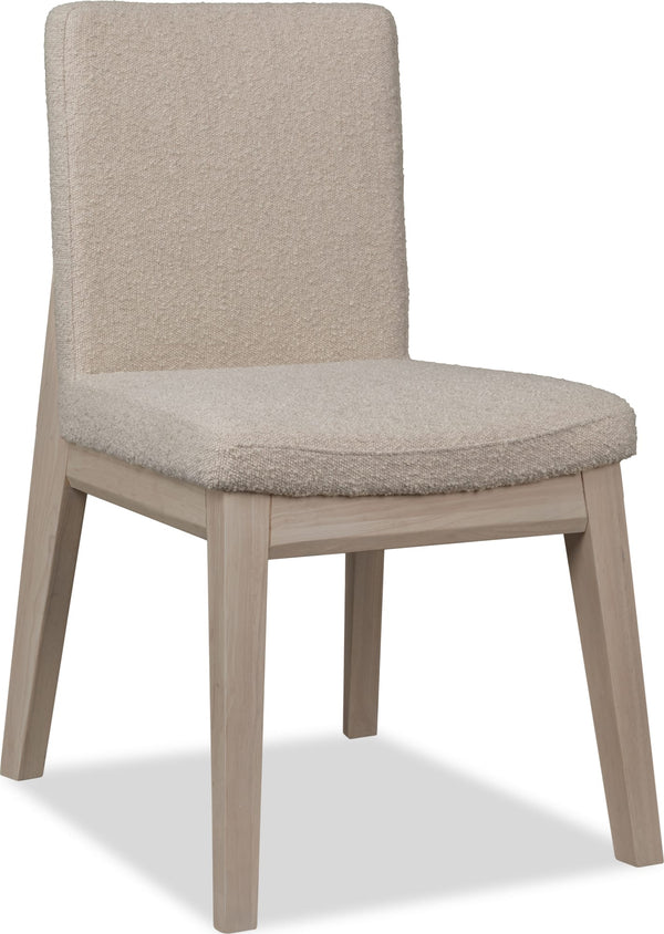 Logan Solid Wood Dining Chair in White Sand and Brun Boucle - View 2