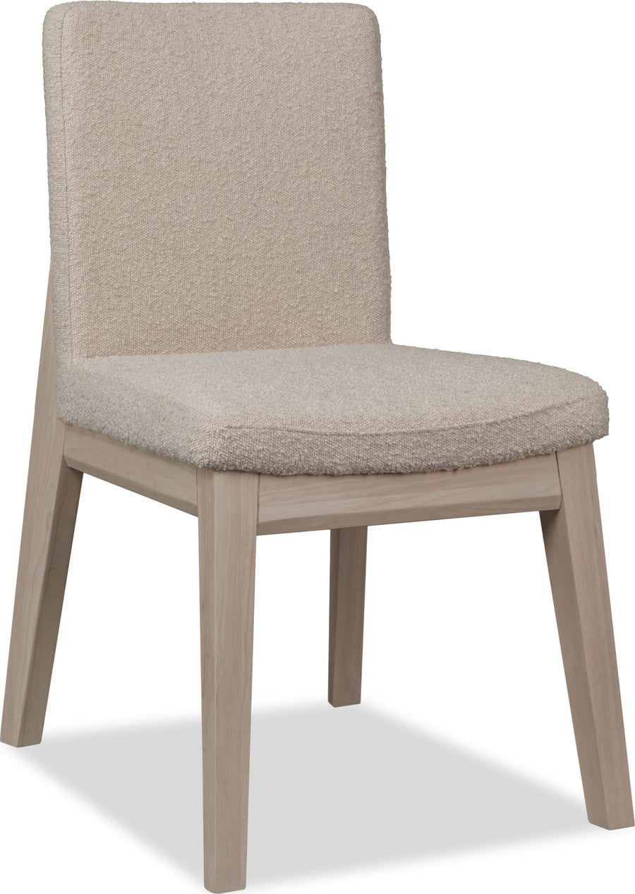 Logan Solid Wood Dining Chair in White Sand and Brun Boucle - View 2
