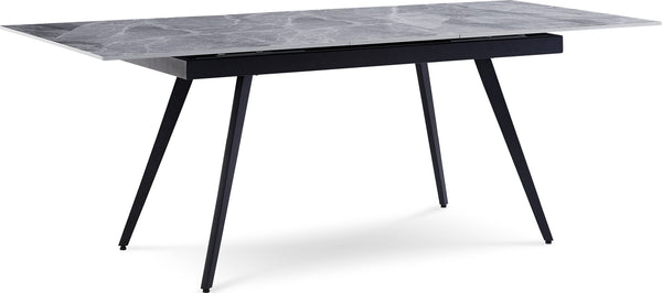 Larchmont Extendable Stone Top Metal Leg Dining Table in Piedra and Black - View 6