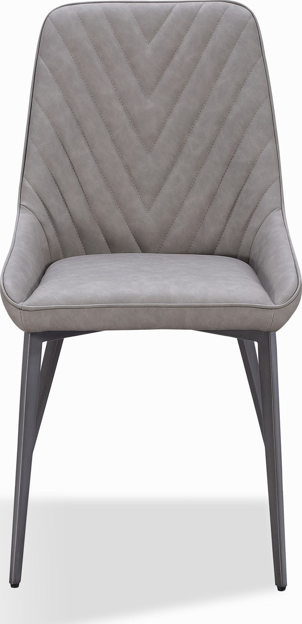 Larchmont Metal Leg Upholstered Dining Chair in Anchor Gray Synthetic Leather and Gunmetal