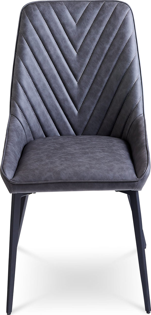 Larchmont Upholstered Dining Chair in Charcoal Synthetic Leather and Black Metal alternate view