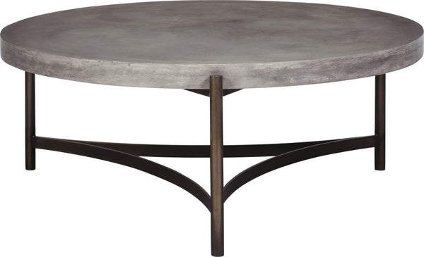 Lockwood Round Natural Concrete and Metal Coffee Table - View 3