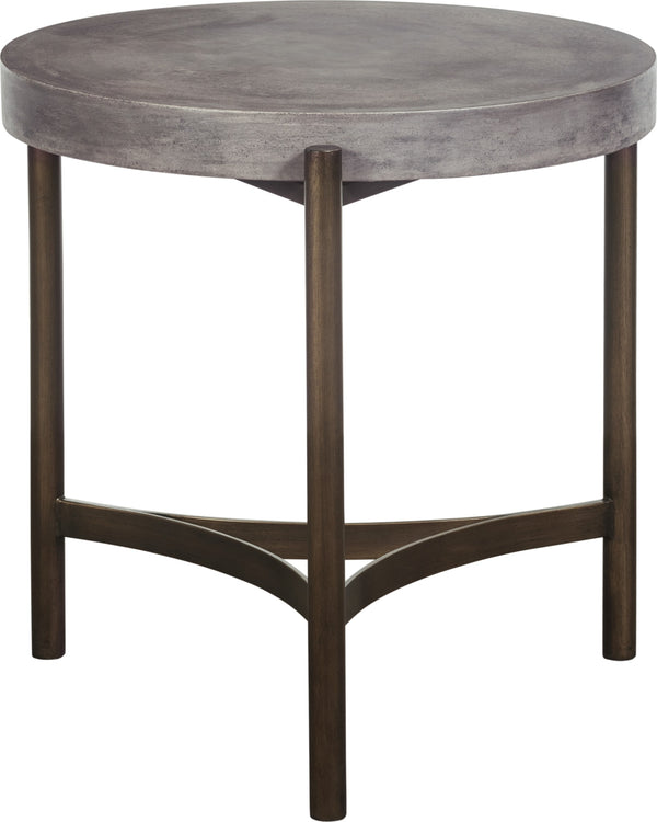 Lockwood Round Natural Concrete and Metal Side Table - View 4