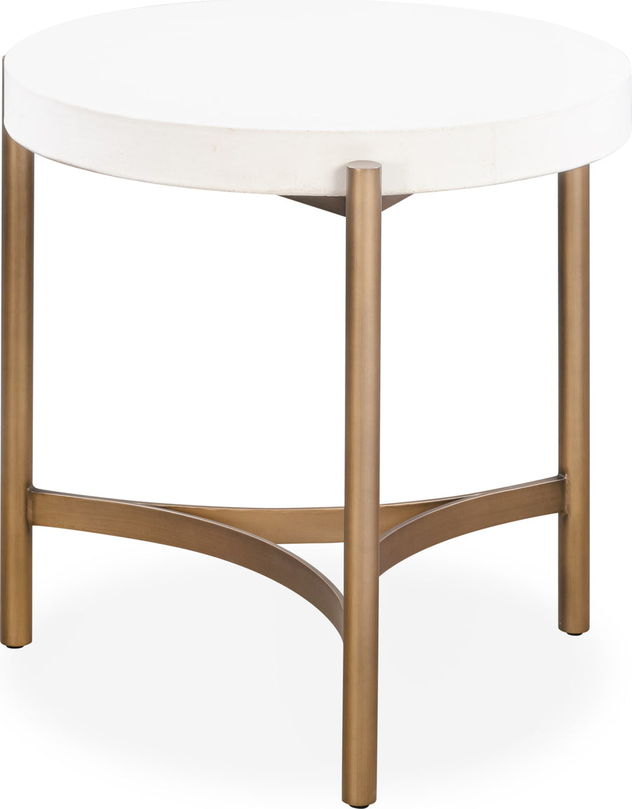 Lockwood Round White Concrete and Metal Side Table