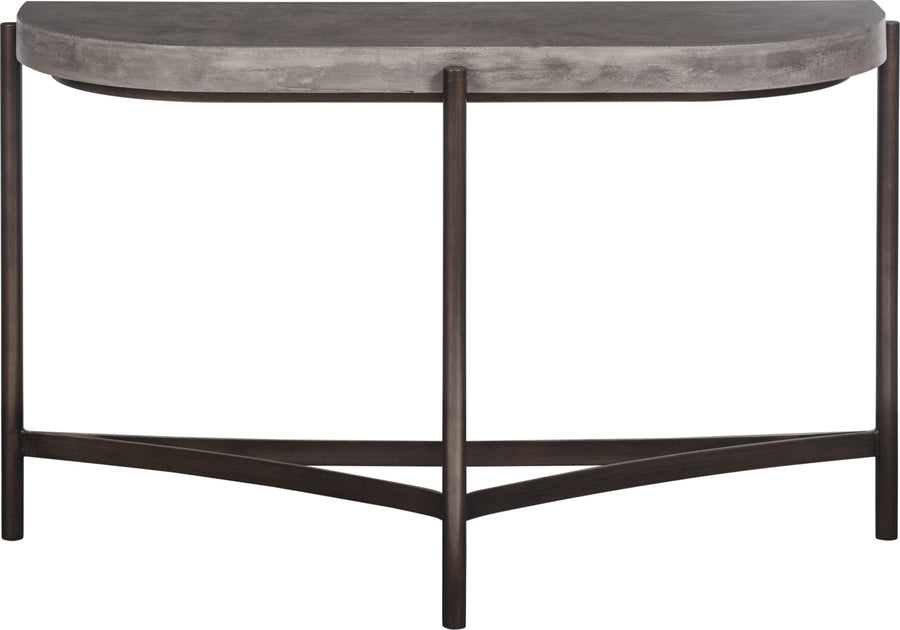 Lockwood Semi-circular Natural Concrete and Metal Console Table - View 3