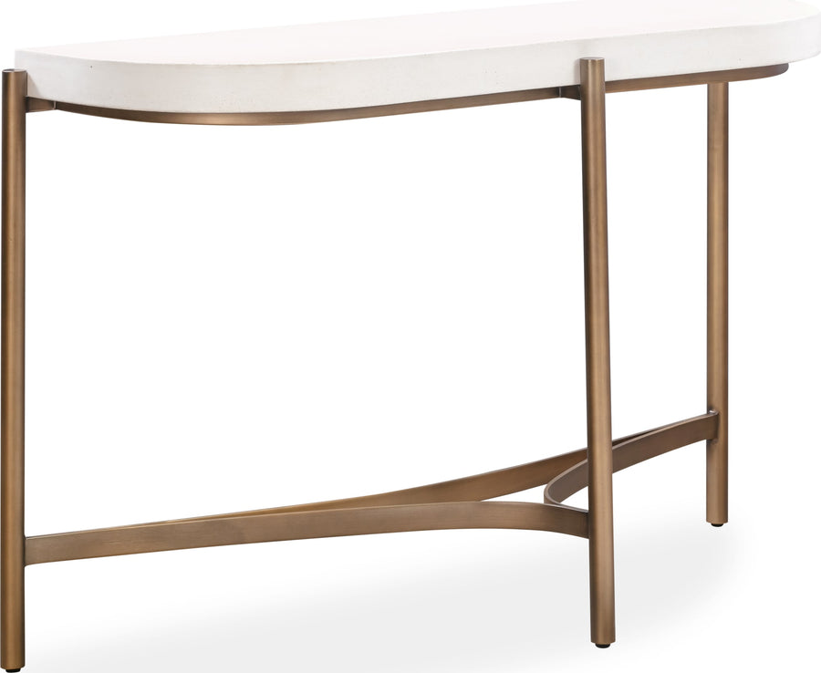 Lockwood Semi-circular White Concrete and Metal Console Table