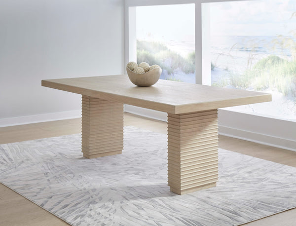Montgomery Double Pedestal Wooden Dining Table in Daffodil alternate view