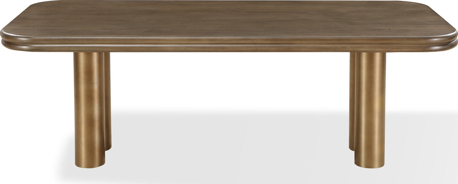 Montclair Rectangular Dining Table in Bistre and Brushed Golden Stainless Steel