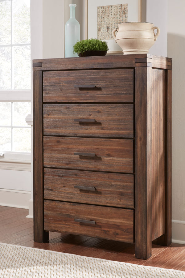 Mayfair Five Drawer Solid Wood Chest in Brick Brown alternate view