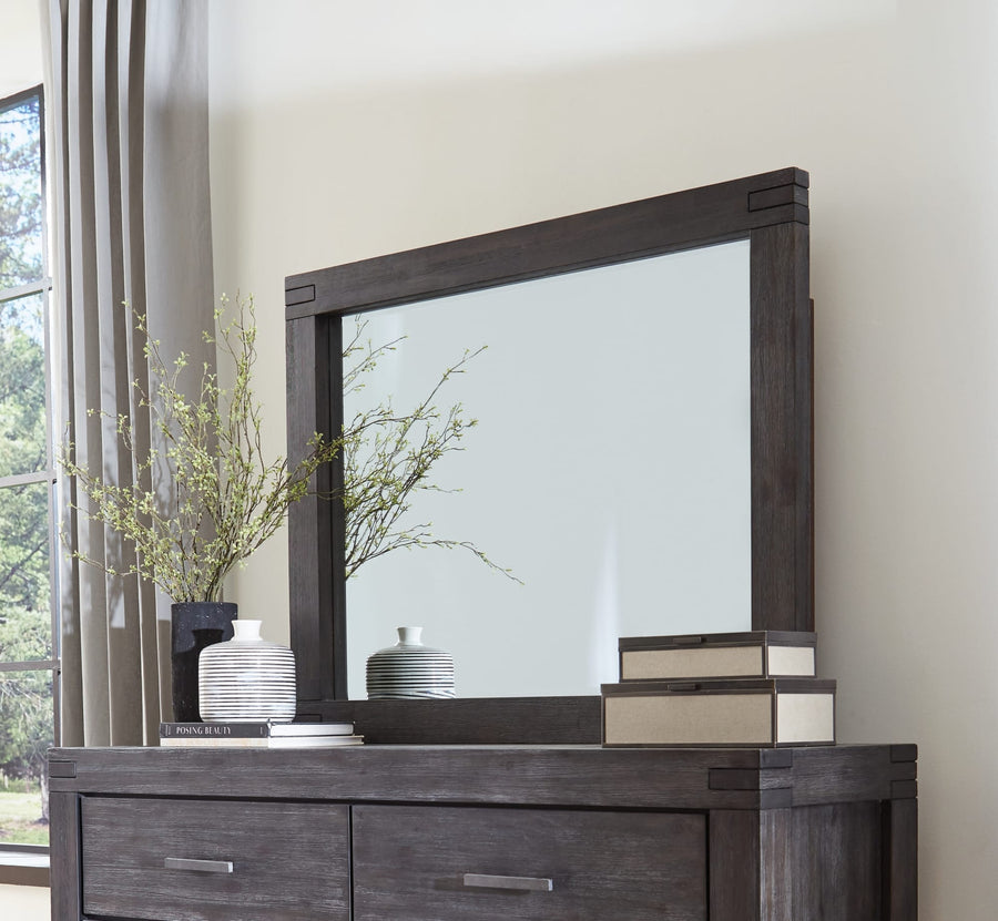 Mayfair Solid Wood Beveled Glass Solid Wood Mirror in Graphite