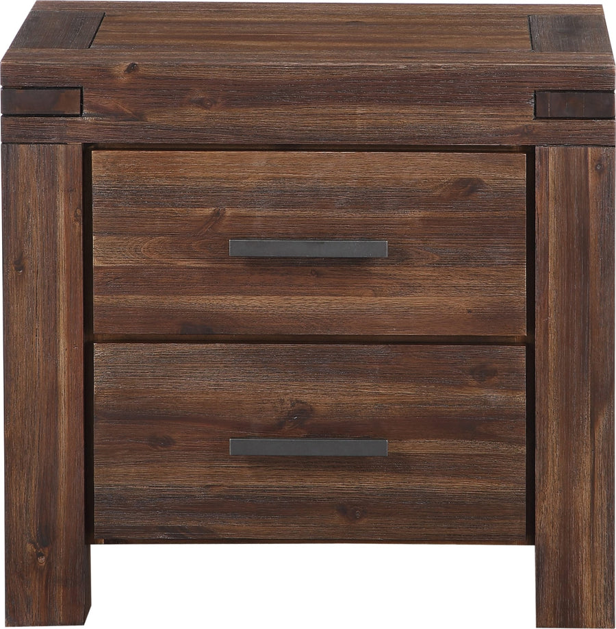 Mayfair Two Drawer Solid Wood Nightstand in Brick Brown - View 5