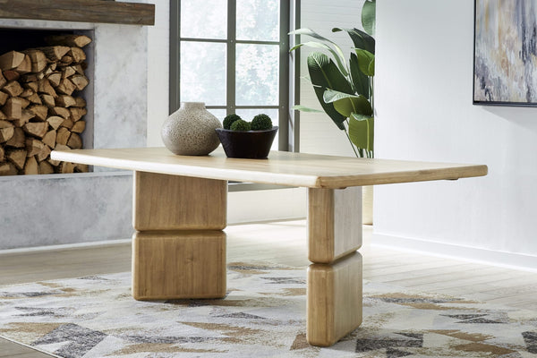 Norfolk Rectangular Acacia Wood Dining Table in Lioness alternate view