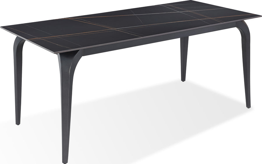 Northbrook Stone Top Rectangular Dining Table in Black Stone and Black Metal - View 2