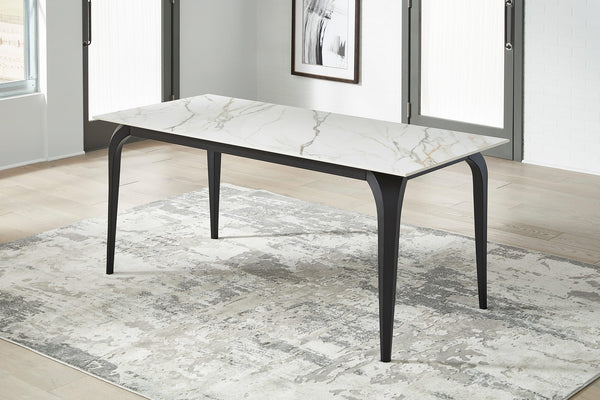 Northbrook Stone Top Rectangular Dining Table in Pumpkin Spice Stone and Black Metal alternate view