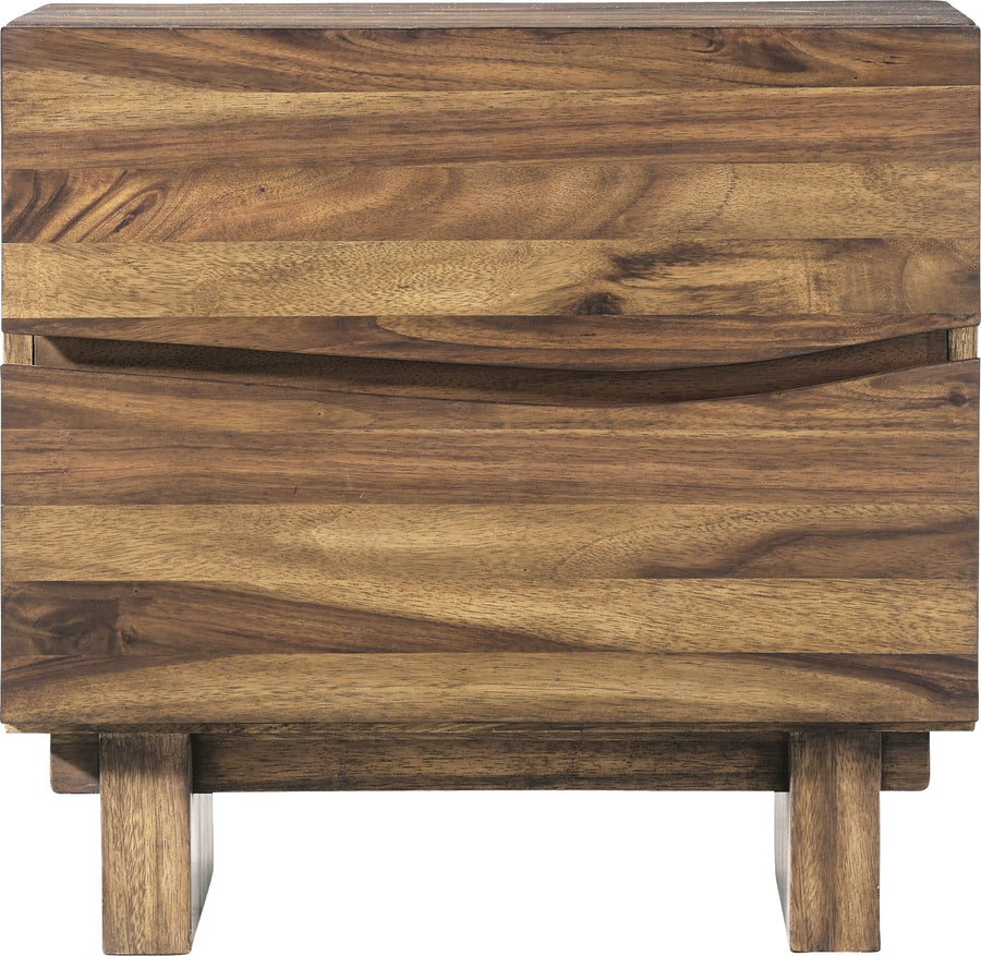 Oceanside Two Drawer Solid Wood Nightstand in Natural Sengon - View 4