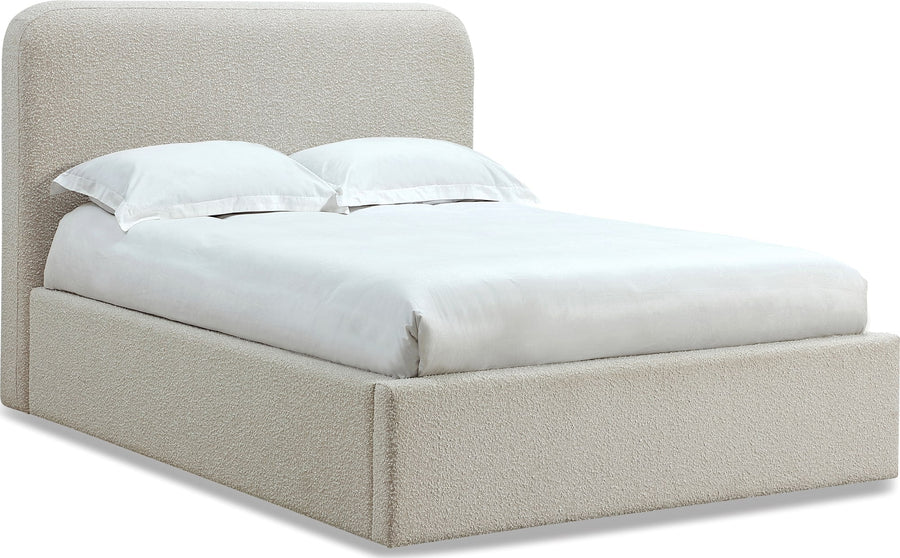 Off-White Upholstered Platform Bed in Ricotta Boucle (2026) - View 5