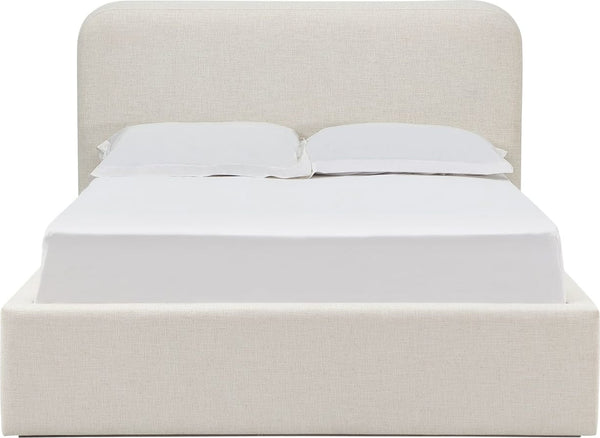 Off-White Upholstered Platform Bed in Whipped Honey Linen alternate view