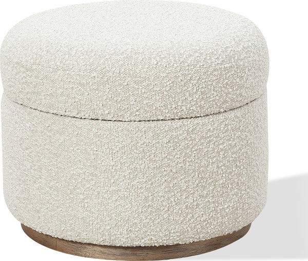 Off-White Upholstered Storage Ottoman in Ricotta Boucle (2026) - View 2