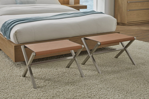 Onyx Coastal Modern Director's Stool in Stainless Steel and Leather alternate view