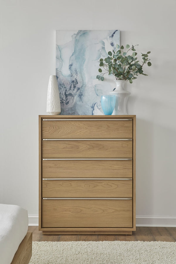 Onyx Coastal Modern Five Drawer Chest in Bisque alternate view