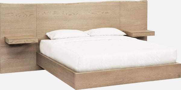 Onyx Coastal Modern Live Edge Wall Bed with Floating Nightstands in Bisque - View 3