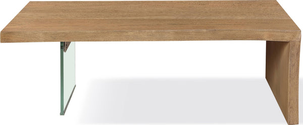Onyx Live-Edge White Oak and Glass Coffee Table in Bisque alternate view
