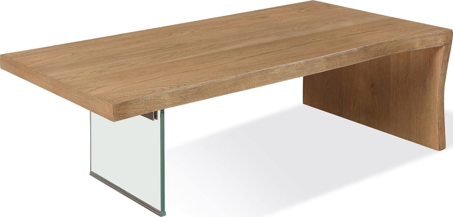 Onyx Live-Edge White Oak and Glass Coffee Table in Bisque - View 3