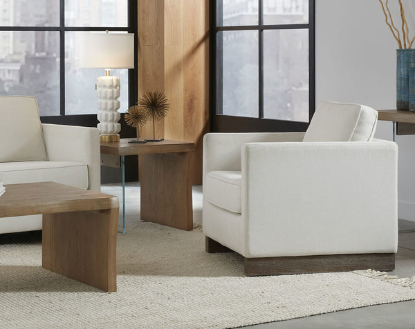 Onyx Live-Edge White Oak and Glass End Table in Bisque alternate view