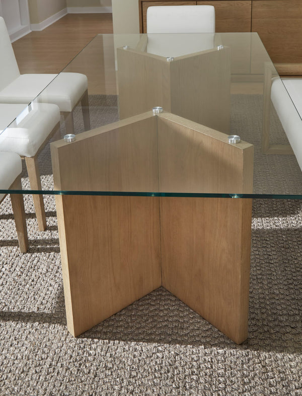 Onyx Modern Coastal Glass Top Dining Table in White Oak alternate view
