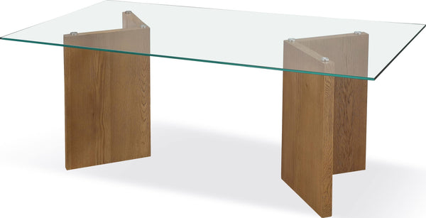 Onyx Modern Coastal Glass Top Dining Table in White Oak - View 2