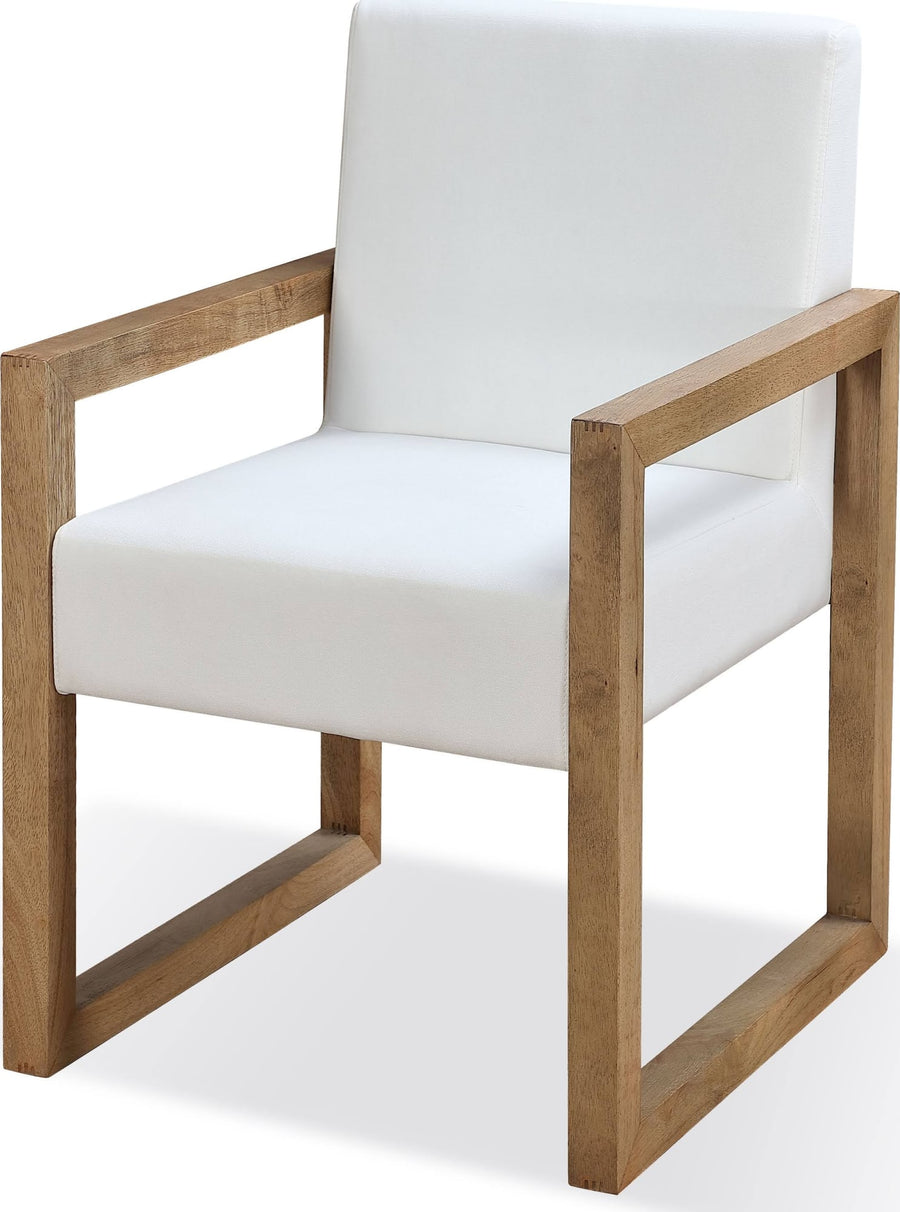 Onyx Modern Coastal Sled Leg Upholstered Dining Arm Chair in White Pearl and Bisque - View 2