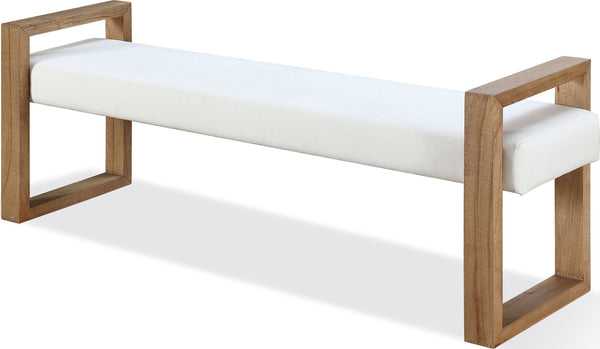 Onyx Modern Coastal Sled Leg Upholstered Dining Bench in White Pearl and Bisque alternate view