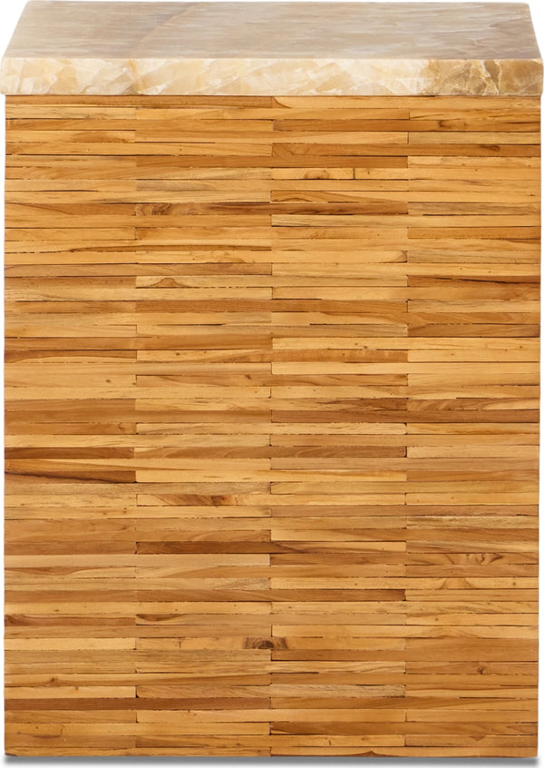 Onyx Stone Wood Tile End Table in Onyx and Solid Teak - View 5