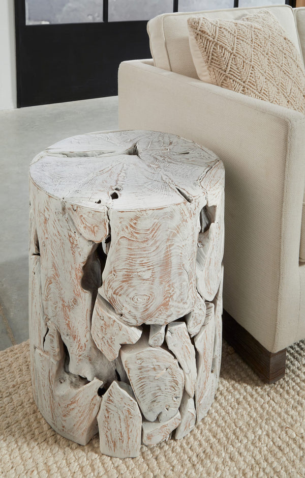 Onyx Teak Slice Round End Table in Bleached Teak alternate view